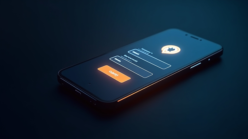 Smartphone login screen for a mobile casino app in a dark cinematic style