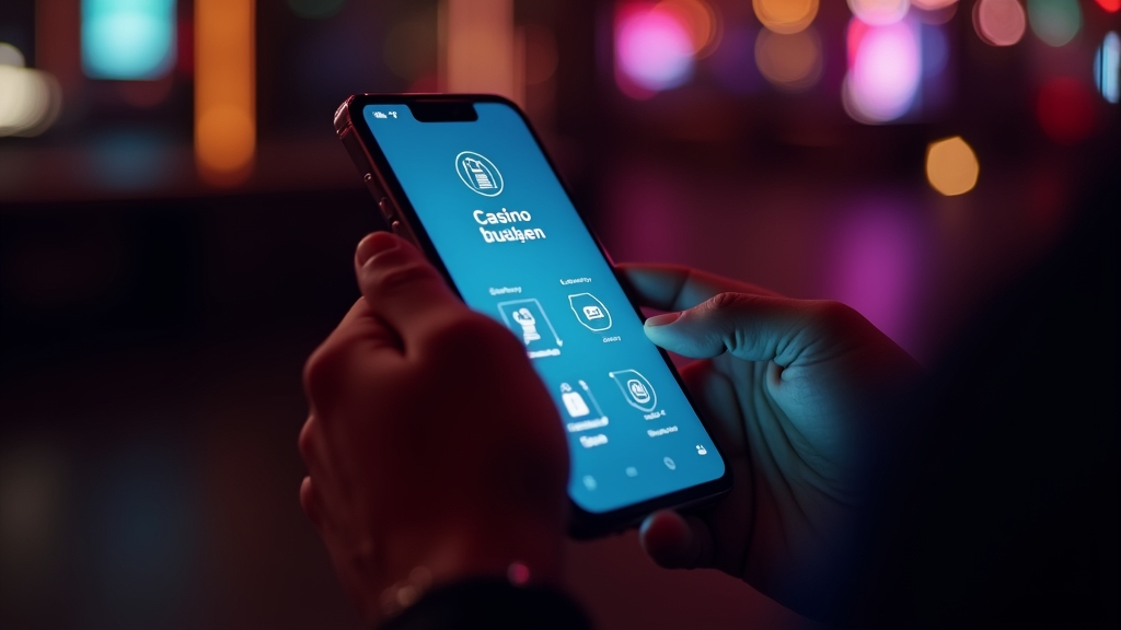 Player using a mobile casino app with calm notification and battery icons