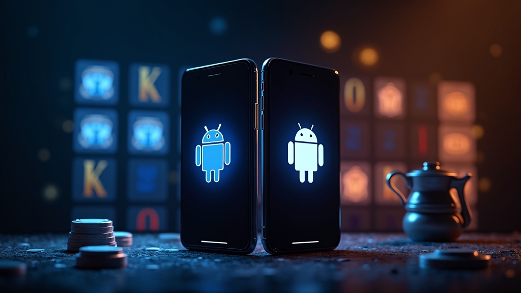 Android phone and iPhone shown with a casino app compatibility concept