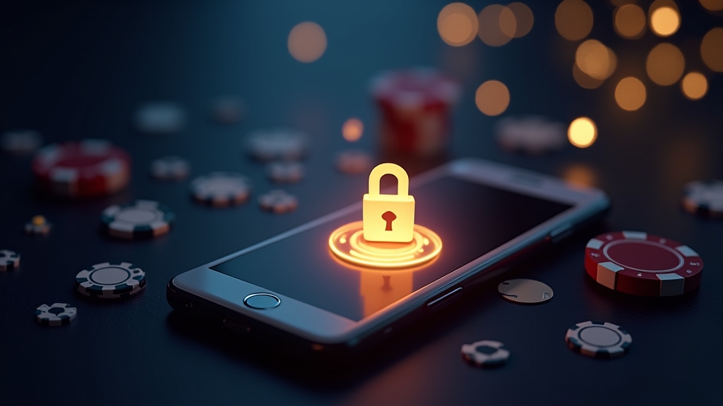 Smartphone showing a secure casino app download screen with a lock icon